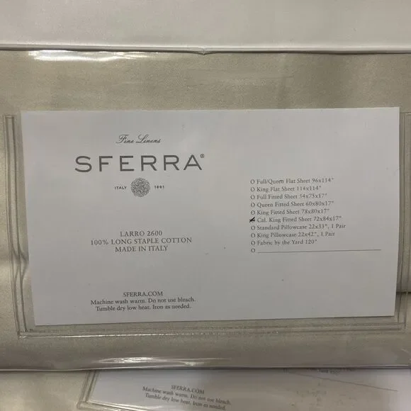 SFERRA Larro Cal King Fitted Sheet, Made in Italy. Color: Beige - Picture 3 of 5